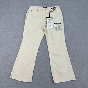 d.jeans Recycled Twill High Rise Crop Flare WMNS 6 Cream Stretch Raw Hem Y2K